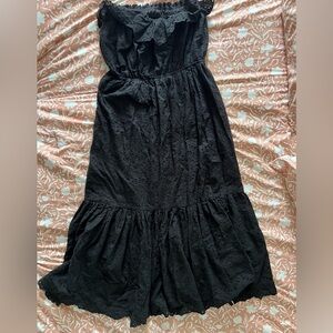 Strapless Black Eyelet Dress